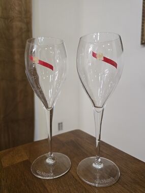 Pair Vintage G.H. Mumm Cordon Rouge Tulip Champagne Toasting Flutes Glass Set 2